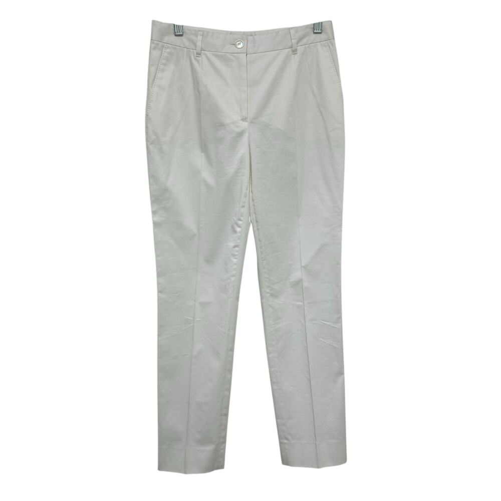 Dolce & Gabbana White Cotton Elastane Blend Zip & Button Pants Womens 40 / 4